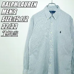 【US古着】RALPH LAUREN　ラルフローレン　CUSTOM FIT　ストライプ柄長袖シャツ　メンズサイズ表記15 1/2 32/33　L相当　ブラック×ホワイト