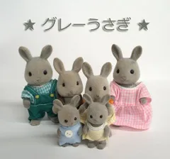 シルバニア ファミリー　グレーウサギ 家族 6体セット　人形　うさぎ　お父さん　お母さん　男の子　女の子　赤ちゃん　ファミリー　ドール　カワイイ　まとめて