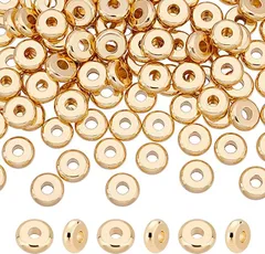 UNICRAFTALE 互換品 約 100 個 6mm ロンデルビーズ 平型 フラットラウンドビーズ ステンレスビーズ スペーサービーズ