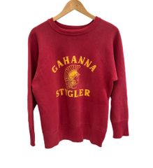 ヴィンテージ vintage 50's～60's 50～60年代 HANES WIND SHIELD ラグラン カレッジ カラーフロッキー プリント 3段 スウェット ワインレッド Lサイズ 101MT-4167
