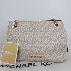 【MICHAEL KORS】マイケルコース MK柄 総柄 チェーンショルダー トートバッグ ホワイト 保存袋付き レディース【未使用品】7-3 41202