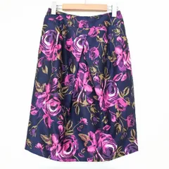 #anc ローラアシュレイ LAURAASHLEY スカート 11 紺 紫 ピンク 花柄 バックジップ レディース [904224]