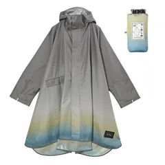 [キウ] スタンダードレインポンチョ 2ND STANDARD RAIN PONCHO - 2ND 防水 撥水 はっ水 耐水 豪雨対応 雨対策 大雨 台風 梅雨 レインコート スリーブポンチョ 雨具 雨ガッパ 雨合羽 袖付き 収納袋 [グラデーションベージュ]