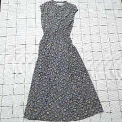 ◇ ⊂ UR Lab. 花柄 ノースリーブ ロング丈 ワンピース サイズF ネイビー系 レディース E  【1508250001819】