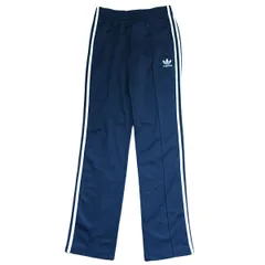 古着 adidas アディダス トラックパンツ トレフォイルロゴ 3ライン ネイビー M 95サイズ 256-84