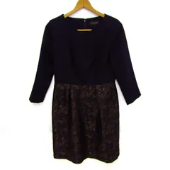 スープ 切替ワンピース トップス 長袖 未使用品 レディース 9サイズ 濃紺×茶 SOUP