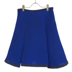 OD25106 美品 sacai luck サカイラック バイカラー ボックスプリーツ ポリエステル ひざ丈 フレア スカート 丈57cm 裏地付き size3 ダークブルー×ブラック 日本製のサムネイル