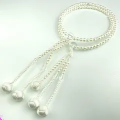 【在庫処分】ＰＣパール Mサイズ アクリル製水晶仕立 女性男性通用 SGI数珠 念珠 白色手毬房 創価学会用数珠 妙蓮花