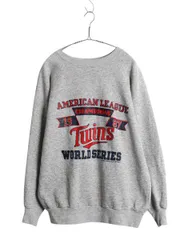 【お得なクーポン配布中!】 80s USA製 チャンピオン ツインズ プリント スウェット メンズ XL 小さめ L 程 ヴィンテージ 大リーグ オフィシャル トレーナー 裏起毛 灰