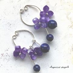 紫陽花とラピスラズリ イヤーカフ/シルバー
