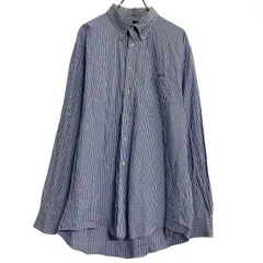 LANDS'END 長袖 ストライプシャツ 17 XL～ ブルー ホワイト ランズエンド ボタンダウン ビッグサイズ 古着卸 アメリカ仕入 a702-5630のサムネイル