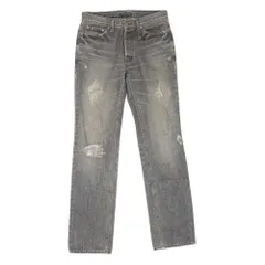 LOUNGE LIZARD ラウンジリザード ボタンフライ ダメージ加工 5ポケット デニムパンツ ジーンズ ブラック系 3【中古】のサムネイル