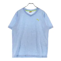 PUMA (プーマ) ロゴパッチ クルーネック半袖カットソー ブルー