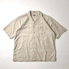 リネンシャツ 半袖 XL ベージュ 90s オープンカラー ボックスシルエット ヴィンテージ風 開襟シャツ ナチュラル系 メンズ カジュアル 夏服 古着