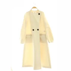 ランバンオンブルー LANVIN en Bleu 23SS エアトリプルクロスコクーンスリーブコート ノーカラーコート ロング 38 オフホワイト /DF ■OSのサムネイル