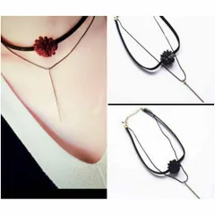 シンプル 花飾り デザイン チョーカー ネックレス アクセサリー