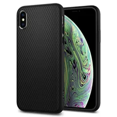 【Spigen】 iPhone XS / X ケース 耐衝撃 米軍MIL規格取得 5.8インチ さらさら マット TPU ワイヤレス充電 画面/レンズ保護 衝撃吸収 リキッド・エアー 057CS22123 (マット・ブラック) 0
