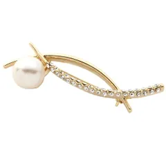 【ゴールド × ワンサイズ】[Cream dot. クリームドット公式] ブローチ フォーマル 卒業式 卒園式 入学式 入園式 ママスーツ コサージュ 一粒パール キュービックジルコニア ビジュー クロス メタル カーブ ピン 華やか 大人 上品 エレガント