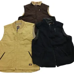 古着卸 ブランドMIX ダック地 ベスト ジャケット 3枚セット (メンズ 2XL ) リー ディッキーズ 裏地ボア デッドストック 中古 古着 NC0098