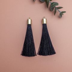 ＊5個＊ タッセル ロング ブラック ポリエステル糸 糸タッセル ピアスやチャーム作りなどに ta017b