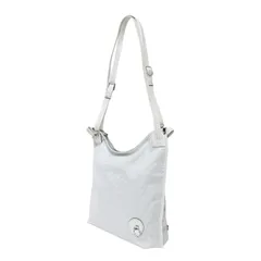 PELLE BORSA ペレボルサ ジャガード バッグ ホワイト系 白 / プリント 3WAY トート バッグ / ショルダー リュック / 総柄 レザー / ブランド カバン【レディース】【中古】