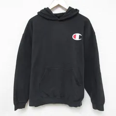 XL/古着 チャンピオン Champion 長袖 スウェット パーカー メンズ ワンポイントロゴ 黒 ブラック 25apr08 中古 スエット トレーナー トップ