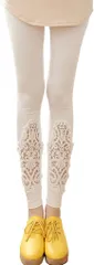 B-talk(ビートーク) 母の日 おしゃれ 花柄 刺繍 10分丈 スパッツ レディース レース レースレギンス フリーサイズ 白色 ホワイト( ホワイト ( サイズ : フリー ),  Free Size)
