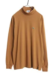【お得なクーポン配布中!】 70s 80s ラコステ タートルネック 長袖 Tシャツ L 小さめ メンズ レディース M 程/ ヴィンテージ ロンT スムース コットン ワンポイント 茶