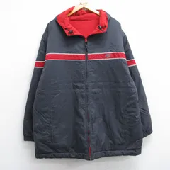 XL/古着 ナイキ NIKE 長袖 ナイロン ジャケット パーカー メンズ 00s ビッグロゴ リバーシブル 大きいサイズ ロング丈 濃グレー 内側フリー