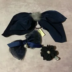 3個セット  新品未使用  ヘアゴム・バレッタ・ヘアピン　ネイビー系