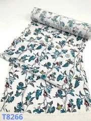 小紋 紅型調 蝶に小花 正絹 反物