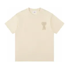 ベージュ コットン フローラル Ami パッチ Tシャツ クリーム