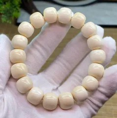 天然マンモス牙美しい手作り彫刻 万仏法相 ブレスレット 天然マンモス牙美しい手作り彫刻 三不小お坊さん ブレスレット