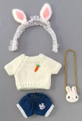 【中古】ぬいぐるみ うさぎ風セットアップ (ニット/デニム)ぬいぐるみ用コスチューム