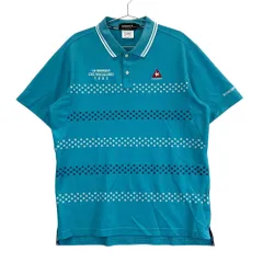 サイズ：LL LE COQ GOLF ルコックゴルフ  半袖ポロシャツ ドット ボーダー柄 ブルー系 [240101362664] ゴルフウェア メンズ ストスト