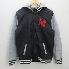 Q■MAJESTIC ニューヨーク・ヤンキース フーディーコーチジャケット■黒×灰【 L 】MENS/MLB/10【中古】