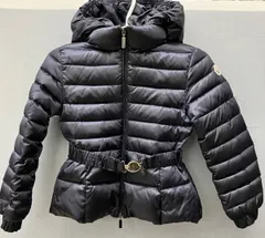 MONCLER モンクレール キッズ フードダウンジャケット ネイビー 116cm ベルト付き 擦れ汚れあり
