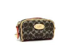 ■極美品■ COACH コーチ ミニシグネチャー PVC×レザー マルチポーチ ミニポーチ マルチケース 小物入れ ブラウン系 DI2404