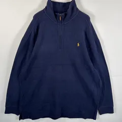 古着 90's/90年代 ポロバイラルフローレン Polo by Ralph Lauren コットンニット 大きいサイズ ハーフジップ 1XL BIG  ネイビー メンズ