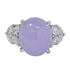 本物 ラベンダーヒスイ 8.414ct ダイヤモンド 0.71ct Pt900 リング 指輪 15号 プラチナ パープル アクセサリー ジュエリー 中古 【フォロー割】