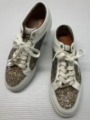 ★ JIMMY CHOO ジミーチュウ ラメ装飾 グリッター スニーカー 23.0 ホワイト × ゴールド × シルバー 通年