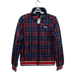 【美品】FILA GOLF(フィラゴルフ) フルジップジャケット 青赤チェック レディース M ゴルフウェア 2510-0523 中古