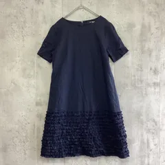 UNIVERVAL MUSE ユニバーバルミューズ　麻混半袖ひざ丈ワンピース　黒　レディース　2サイズ