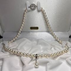 未使用♥️アコヤ2way Y字ラリエット7.5~8mmクリッカー付きネックレス 