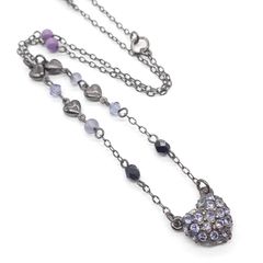 ANNA SUI アナスイ ネックレス ハート ラインストーン ブラック パープル