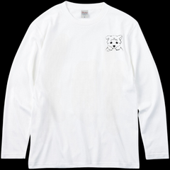 犬ワンポイントイラスト/オリジナルデザイン/00102-CVL/Printstar 5.6オンス ヘビーウェイト長袖Tシャツ/ホワイト
