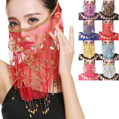 ベリーダンス フェイスベール 占い師 マスク アクセサリー スパンコール 仮面マスク ダンス アラジン衣装 ナイトクラブ c55