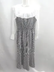 ◇ ⊂ RETROGIRL レトロガール シアー ドッキング チェック 長袖 ロング ワンピース サイズフリー ブラック系 レディース E  【1412260024396】