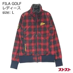 FILA GOLF フィラゴルフ 裏起毛 ジップ ジャケット チェック 総柄 ブラック系 L [240001825689]