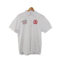 フィラゴルフ ポロシャツ トップス 半袖 ゴルフウエア 大きいサイズ メンズ LLサイズ 白×赤×紺 FILA GOLF 【中古】